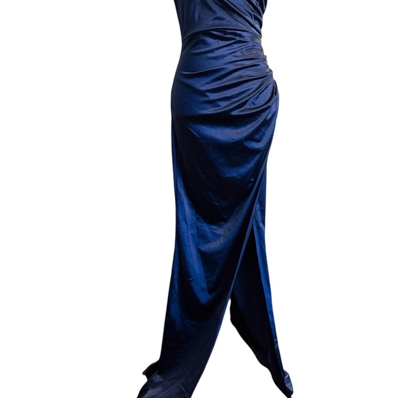 sadyce Dresses & Skirts - Sadyce Women’s Formal Strappy Dress Side Gather Slit Royal Blue Medium Wedding